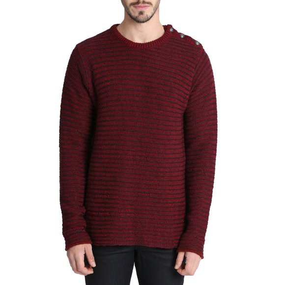 $370 ZADIG VOLTAIRE Jeremy Raye DESTROYED Sweater PRUNE Pullover ITALY ( S ) - Picture 1 of 8